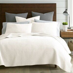 Industrial Shop Solid Quilt and Sham Set King Cream NEW $140.99